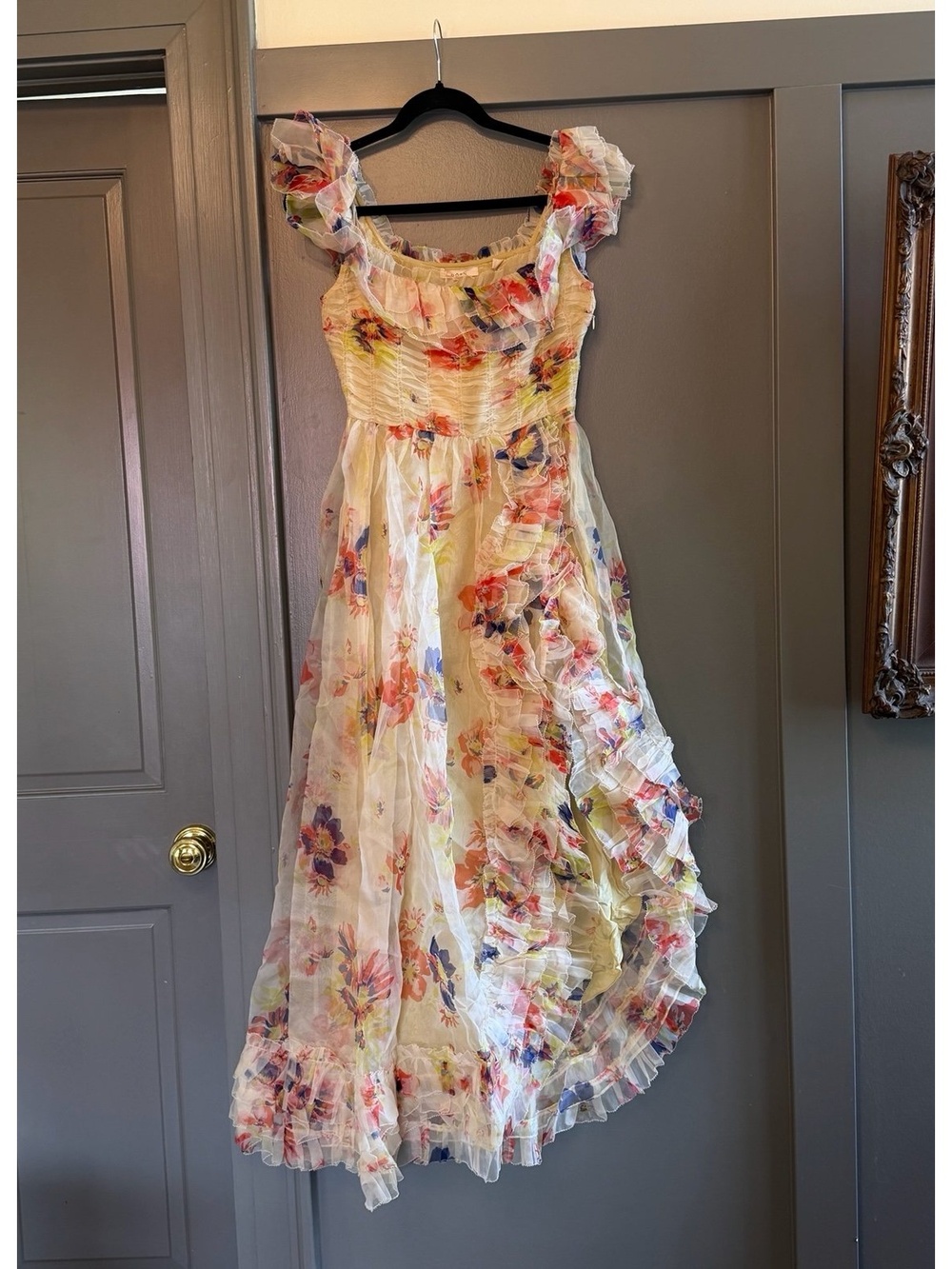 Doen Ernestine Dress - Sweet Gardenia Silk Maxi Dress Size XS